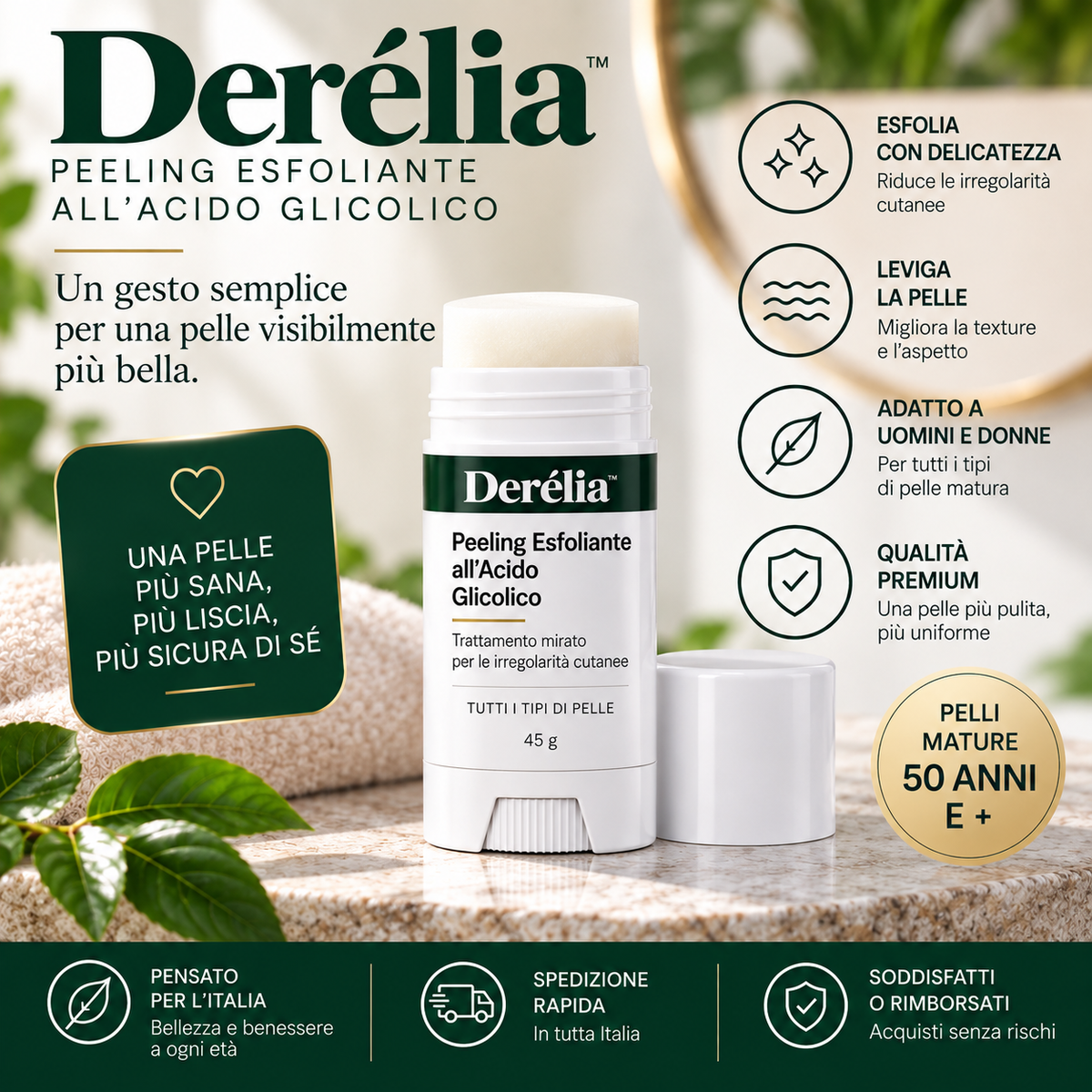 Derélia™ – Stick esfoliante all’acido glicolico per le cheratosi seborroiche