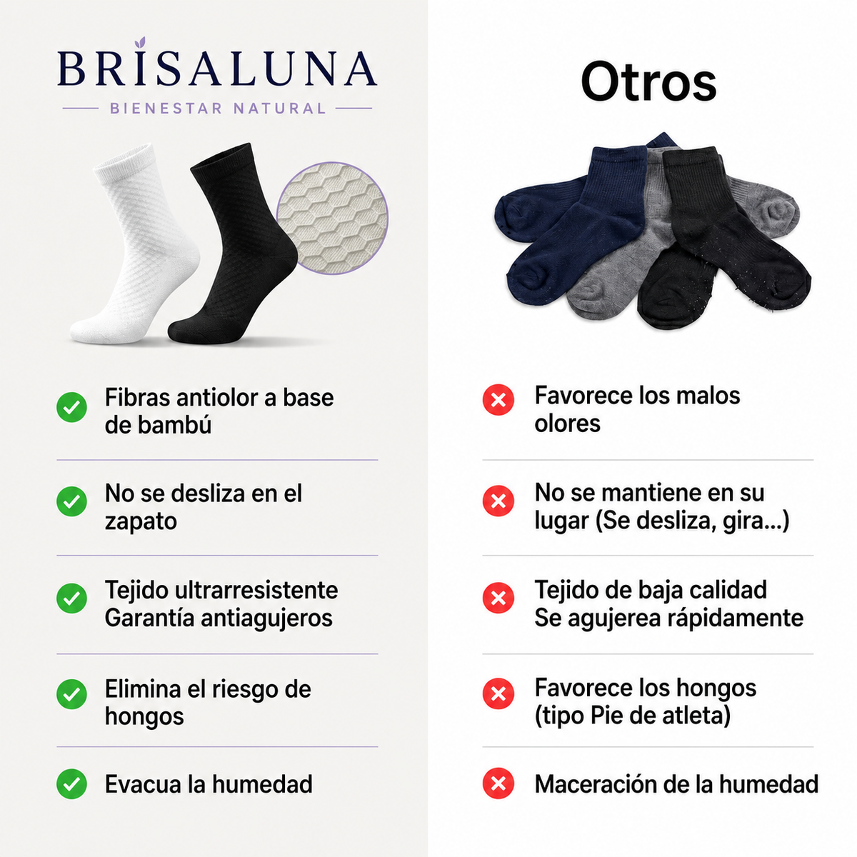 Brisapié™ — Calcetines de bambú antitranspirantes