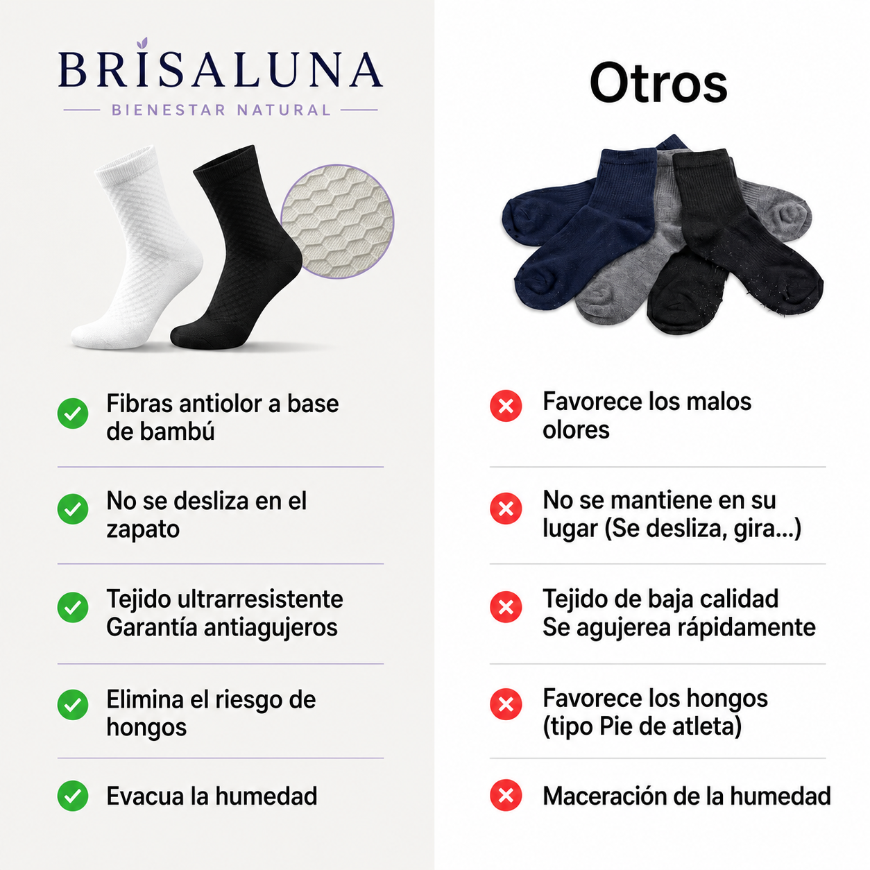 Brisapié™ — Calcetines de bambú antitranspirantes